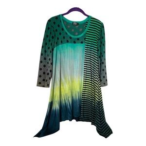 Chic Green and Blue Polka Dot Tunic